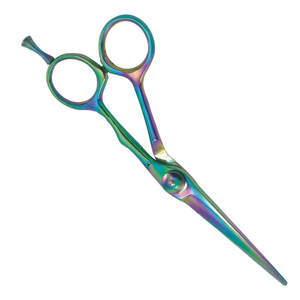 High Quality Titanium Coated Hair Scissors Sharp Straight Blade Barber Salon Cutting <b>Shears</b> Rainbow Finish - Product Image 3