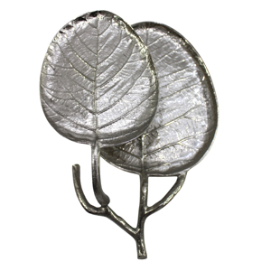 Gold And Silver Nickel Metal Leaf Shaped Luxury Design Decorative Platter <b>Tray</b> Aluminum Casted For Tableware Handmade Customised - Product Image 1