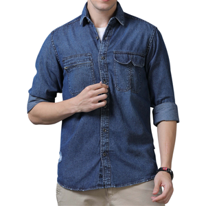 Camisa Vaquera de Algodón para Hombre, Tela Vaquera Cómoda, Venta al por Mayor, Personalizable - Product Image 1