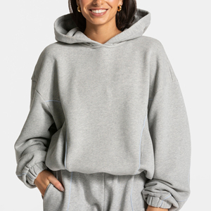 New Stylish <b>Cropped</b> Hoodie for Women Full <b>Zip</b> <b>up</b> Luxury Plain Customized Logo Cotton Loungewear Women's Hoodies - Product Image 4
