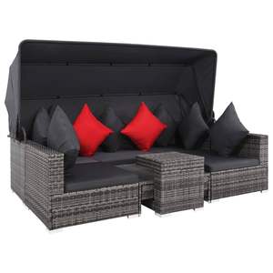 Conjunto de Sofá de Ratán Gris Oscuro y Gris para Jardín, Muebles de Exterior Elegantes - Product Image 3
