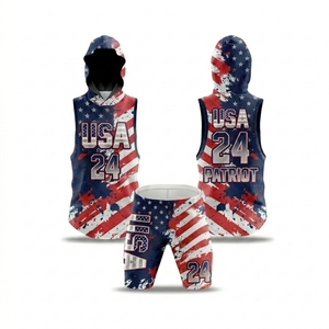 ชุดเสื้อเจอร์ซีย์บาสเก็ตบอล USA 7v7 ลายธงชาติแบบสวมหัว รุ่น Patriot 24 พร้อมกางเกงขาสั้น ชุดกีฬาแบบสวมใส่ได้ทั้งชายและหญิง - Product Image 1