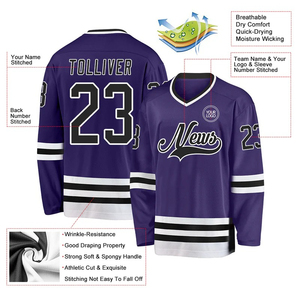 Nouveau style OEM personnalisé, maillot de hockey sur glace en polyester à sublimation imprimée, pour joueurs professionnels, séchage rapide, antibactérien, unisexe - Product Image 3