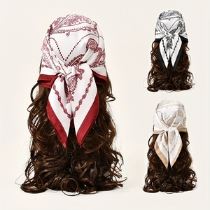 Foulard bandana à motif lettres et nœuds, imprimé personnalisé, en polyester brodé, style vintage, taille XL, fournisseur OEM - Product Image 2