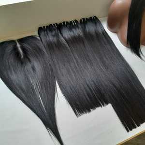 Extensions de cheveux naturels 100 % vierges vietnamiens Remy, lisses, double trame, avec frontal, couleur naturelle, pour femmes noires – Vente en gros - Product Image 1