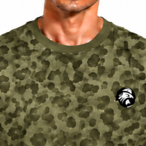 T-shirt vert olive à imprimé léopard, manches courtes, col rond, motif décontracté, doux, léger, streetwear, pour tous les jours, en plein air - Product Image 3