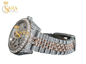 Montre de luxe de haute qualité en moissanite, design squelette, mouvement automatique à quartz, entièrement sertie de diamants blancs, en acier inoxydable - Product Image 3