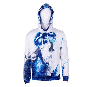 Sudadera con Capucha para Hombre, Estampado Personalizado, Azul y Blanco, Sublimación, Poliéster, Casual, Otoño, Corte Regular, con Bolsillo Delantero - Product Image 1