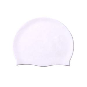Gorro de natación de silicona de color puro, ajuste elástico unisex, color blanco - Product Image 1