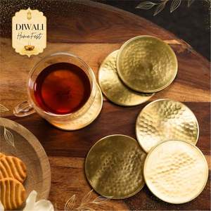 Wholesale Bulk Custom Round <b>Gold</b> Gilding <b>Coasters</b> Premium Wedding Favor <b>Gold</b> Leaf Cup Mats Durable Waterproof Metallic Mat - Product Image 5