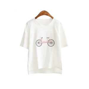 Camisetas personalizadas con cuello redondo para mujer, camisetas lisas con diseño personalizado, oem, con bordado, venta al por mayor, Verano - Product Image 3