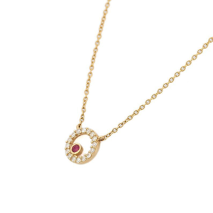 14K Yellow Gold <b>Ruby</b> Diamond Modern Link <b>Necklace</b> - Product Image 2