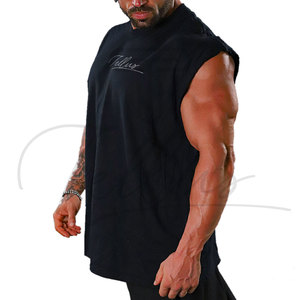 Débardeur de sport en maille respirant à séchage rapide 100 % coton col rond noir sans manches coupe athlétique pour homme marque privée - Product Image 3