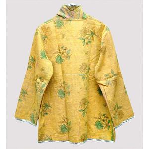 Chaqueta Blazer Reversible con Estampado Floral para Mujer, 100% Algodón, Cuello Mandarín, Ribete en Contraste, Manga Larga, Abrigo de Invierno - Product Image 6