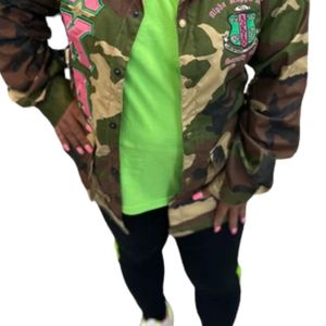 Veste camouflage verte pour femme, style décontracté, veste bomber légère, vêtements d'extérieur tendance, fermeture à boutons, vêtements élégants - Product Image 5