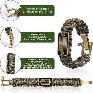Bracelet tactique en paracorde de nylon, équipement de survie, kit d'urgence, porte-clés à manille métallique, équipement de camping, randonnée, escalade en plein air - Product Image 6