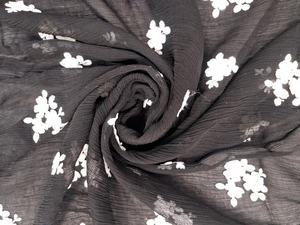 Tissu en Chiffon Noir Premium Imprimé Respirant Léger en Fil Peigné Tissé pour Robes, Saris et Dupattas Femme et Fille - Product Image 5