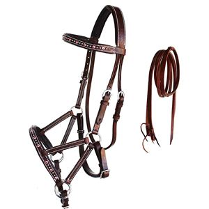 Handcrafted Leather English <b>Style</b> Horse Bridle with Adjustable Straps and Secure Control 2x3x2m Size - Product Image 5