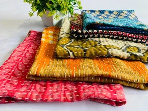 Rectangles de tissu Kantha indiens vintage, 5 pouces, pré-coupés, 100% coton, faits main, haute qualité, pack de charmes artisanaux pour table - Product Image 4