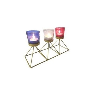 Portavelas de Aluminio Dorado Hecho a Mano, Diseño Cilíndrico de Vidrio, para Velas Votivas, Decoración Navideña para el Hogar - Product Image 2
