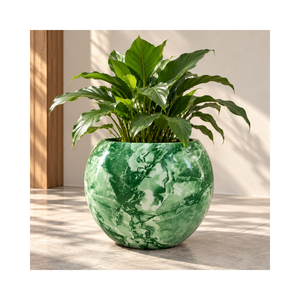 <b>Large</b> Fiberglass <b>Planter</b> Pot Lightweight Round Garden Flower Container <b>For</b> <b>Outdoor</b> Landscape Patio Entrance And Commercial Use - Product Image 1