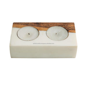 Portavelas rústico de madera y resina, soporte único para velas de hormigón, accesorio decorativo para iluminación del hogar - Product Image 3