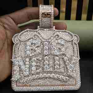 Colgante Unisex de Acero Inoxidable con Diamantes Cultivados en Laboratorio BIG NELLY Hip Hop, Completamente Cubierto de Diamantes, 161CT, para Cualquier Ocasión - Product Image 4