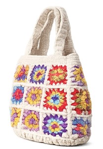 Sac fourre-tout en crochet fait main pour femme, motif carré Granny, style bohème, en coton, pour usage quotidien, en vente - Product Image 4
