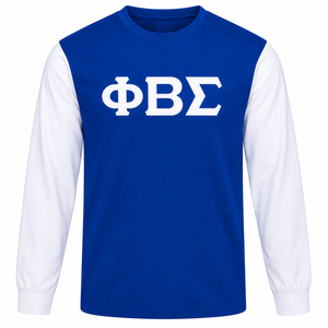 Camisa de Manga Larga con Contraste Phi Beta Sigma, Diseño con Letras Griegas en el Pecho, Cuello Redondo y Puños Acanalados para Miembros de la Fraternidad - Product Image 3