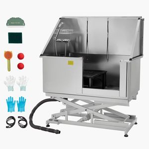 Vasca Professionale Elettrica per Toelettatura Animali Domestici da 50 Pollici in Acciaio Inossidabile con Piastra Antiscivolo e Rubinetto, Stazione di Bagno per Animali da Esterno - Product Image 1