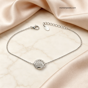 Mother'S Day Gift 925 Sterling Silver <b>Shell</b> Pendant <b>Bracelet</b> for Women Rhodium Plated Cable Chain Inlaid Zircon Dainty <b>Shell</b> - Product Image 2