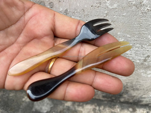 Natural Buffalo Horn <b>Dessert</b> Spoon Short Cutlery Tea Spoon Tabletop Natural Organic Spoon at Affordable Price FROM AALIYAN IMPEX - Product Image 3