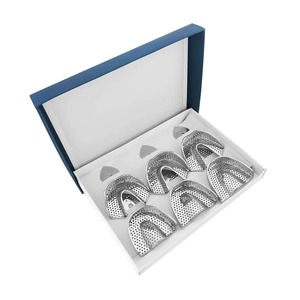 Plateau de détartrage dentaire en acier inoxydable, ensemble de 6 plateaux d'empreinte, instruments dentaires certifiés CE, qualité A+ Classe I - Product Image 3