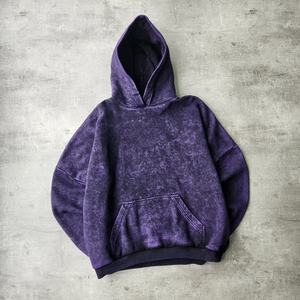 Sudadera con Capucha Oversize para Hombre, Roja, Teñida, de Felpa Francesa, Informal, para Otoño, Manga Regular, Tejida, con Bolsillos, Diseño Sólido - Product Image 3