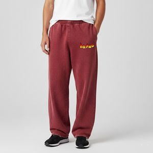 Nouveaux pantalons de survêtement décontractés pour hommes en toile, personnalisés avec logo sérigraphié, en polyester/coton respirant, écologiques et délavés à l'acide, vente en gros - Product Image 1