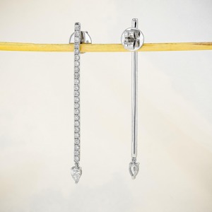 Pendientes de Aro Colgantes con Diamantes en Forma de Pera, Diseño Lineal de 2 Pulgadas, Joyería Elegante con Diamantes Naturales Brillantes, Regalo de Novia - Product Image 3