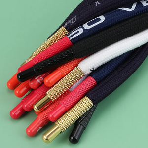 Lacets tressés ronds enduits à 3 brins torsadés, haute ténacité, écologiques, avec embouts métalliques pour chaussures, sacs et vêtements - Product Image 1