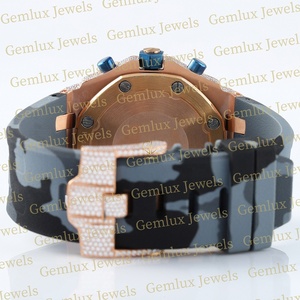 Nouvelle collection Iced Out D VVS Moissanite Diamond Chronograph Camouflage Rubber Strap Diamond Hip Hop Watch - Product Image 6