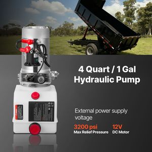 Centralina Idraulica da 4 Quarti per Rimorchio Ribaltabile a Semplice Effetto con Pressione Massima di Scarico di 3200 PSI, Portata di 0,91 GPM, 12V DC - Product Image 2