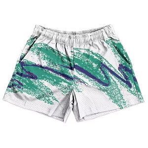 Wholesale Low MOQ Custom Printed Hot Floral Knitted Breathable Quick Dry Sublimation Double <b>Layer</b> Mesh <b>Mid</b> Elastic Waist Shorts - Product Image 2