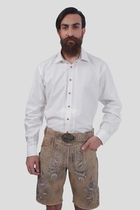 Men's Bavarian Embroidered Lederhosen Shorts <b>Animal</b> <b>Pattern</b> High Waist Button Fly Bermuda Length Vintage Washed Cotton Canvas - Product Image 4