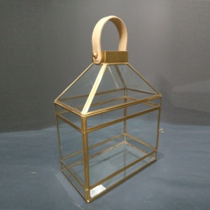 ชุดโคมไฟเทียนทำมือ 3 ชิ้น พร้อมกระจกและหูจับหนังทองเหลือง ตกแต่งด้วยทองเหลือง สำหรับตกแต่งบ้าน - Product Image 3