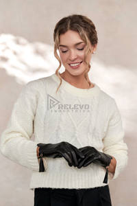 Gants en cuir véritable pour femmes, chauds pour l'hiver, doublés en cachemire, compatibles avec les écrans tactiles, gants de conduite pour dames, accessoires de mode pour l'extérieur - Product Image 2