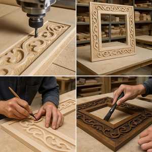 Orion Handicraft OH-3563 Carved Wooden <b>Wall</b> <b>Mirror</b> Modern <b>Rectangular</b> Frame Handcrafted Eco-Friendly Durable Decorative <b>Mirror</b> - Product Image 5