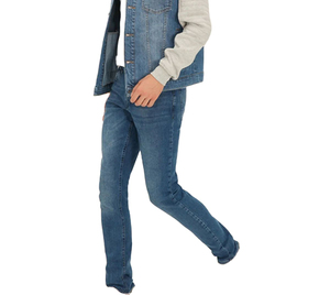 Jean et veste en denim bleu pour homme, style streetwear, coupe slim, jeans ajustés, tenue décontractée pour homme, qualité économique. - Product Image 3