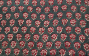 Green Hand Block Printed Cotton Fabric Floral Buti Pattern Indian Handmade Cotton Fabric Traditional Jaipuri Print Material - Product Image 2