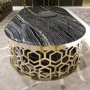 Table d'appoint moderne en métal argenté, style salon, ronde, avec pieds en métal. - Product Image 1