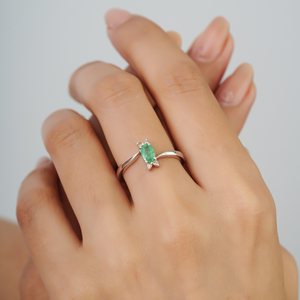 Wholesale 925 Sterling <b>Silver</b> 100% Genuine <b>Emerald</b> & Diamond Minimal Fine <b>Ring</b> For Women's Everyday Wear Unisex Jewelry - Product Image 4