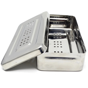 Boîte de rangement pour équipement médical avec couvercle, en acier inoxydable de haute qualité, autoclavable manuellement, réutilisable, pour instruments chirurgicaux et dentaires - Product Image 5