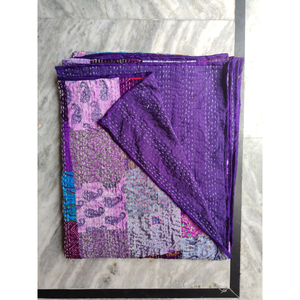 Couvre-lit en patchwork Kantha fait main, couverture réversible en coton, literie pour toutes les saisons, décoration pour la maison et l'hôtel, cadeau pour elle - Product Image 2